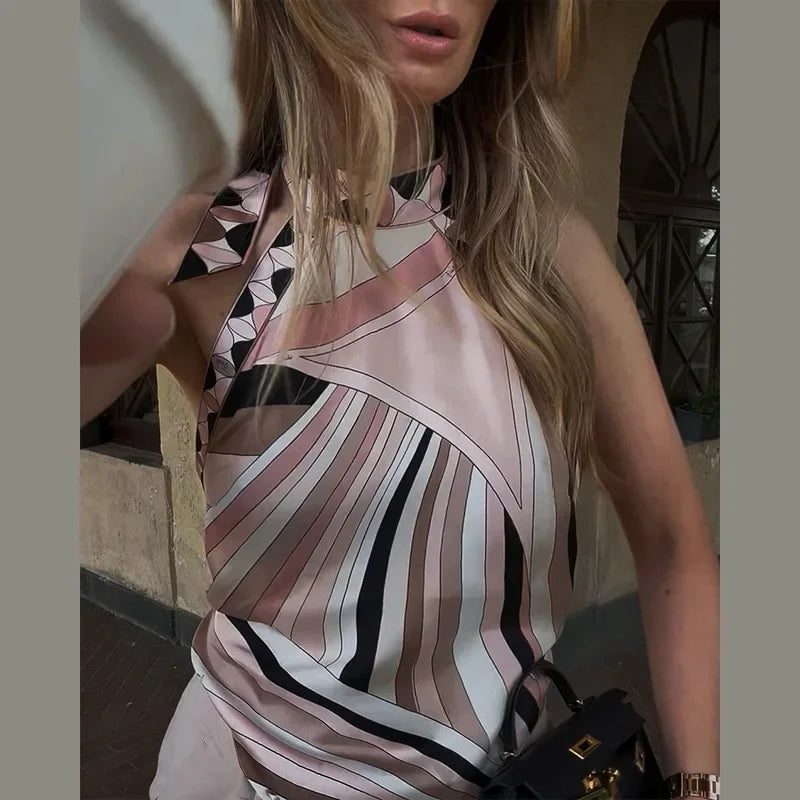 Top halter de seda