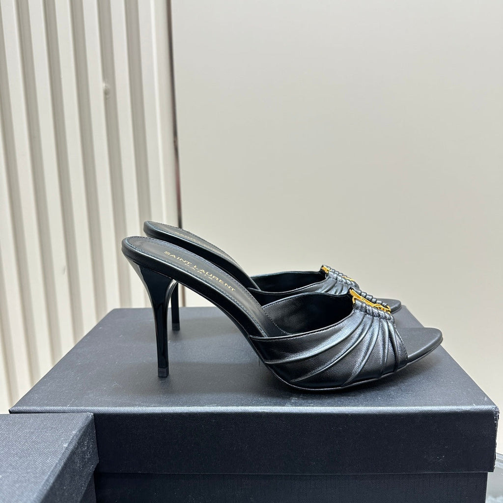 Mules with Leather Heels