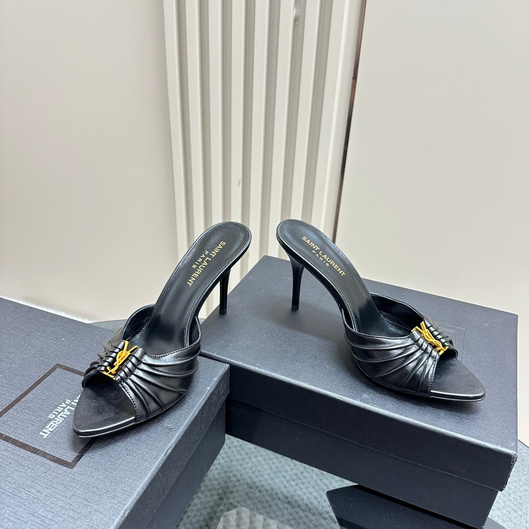 Mules with Leather Heels