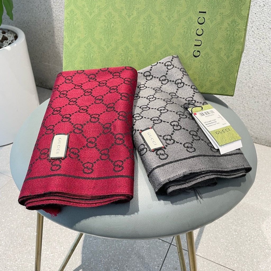 Jacquard Cashmere Scarf with GG Motif